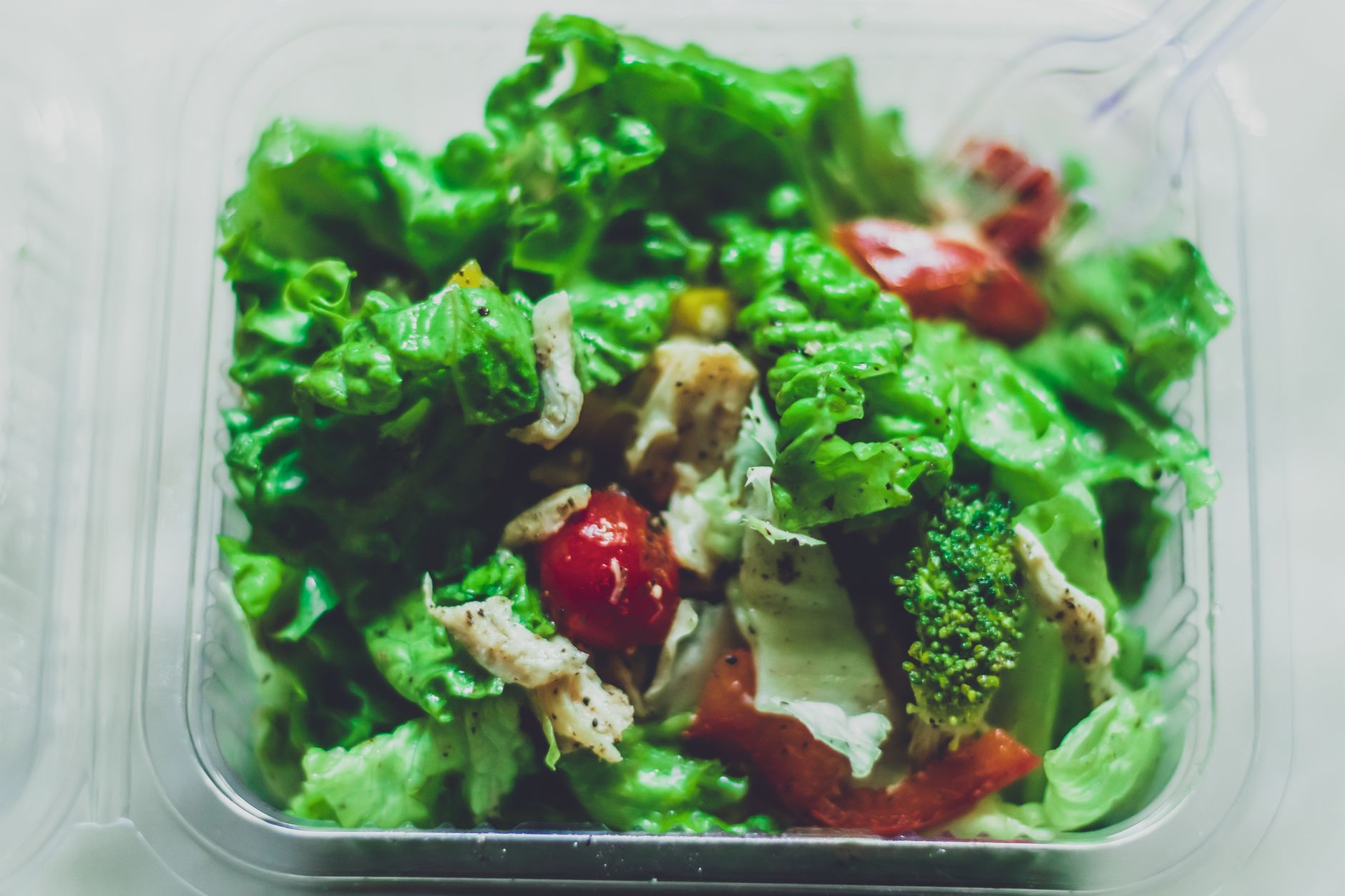 Gros plan d'une salade de légumes nutritive avec du poulet grillé, parfaite pour un repas sain.